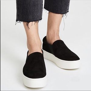 Vince Blue Warren Velvet Platform Sneaker chunky thick slip-on sneaker size 8